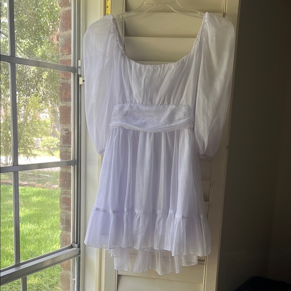LUCY IN THE SKY White Long Sleeve Sparkly Mini Dress Medium - Picture 1 of 14